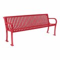 Ultra Site Lexington 8' Red Slat Bench with Backrest 99'' x 26 7/8'' x 35 1/2'' 38A954S8RD